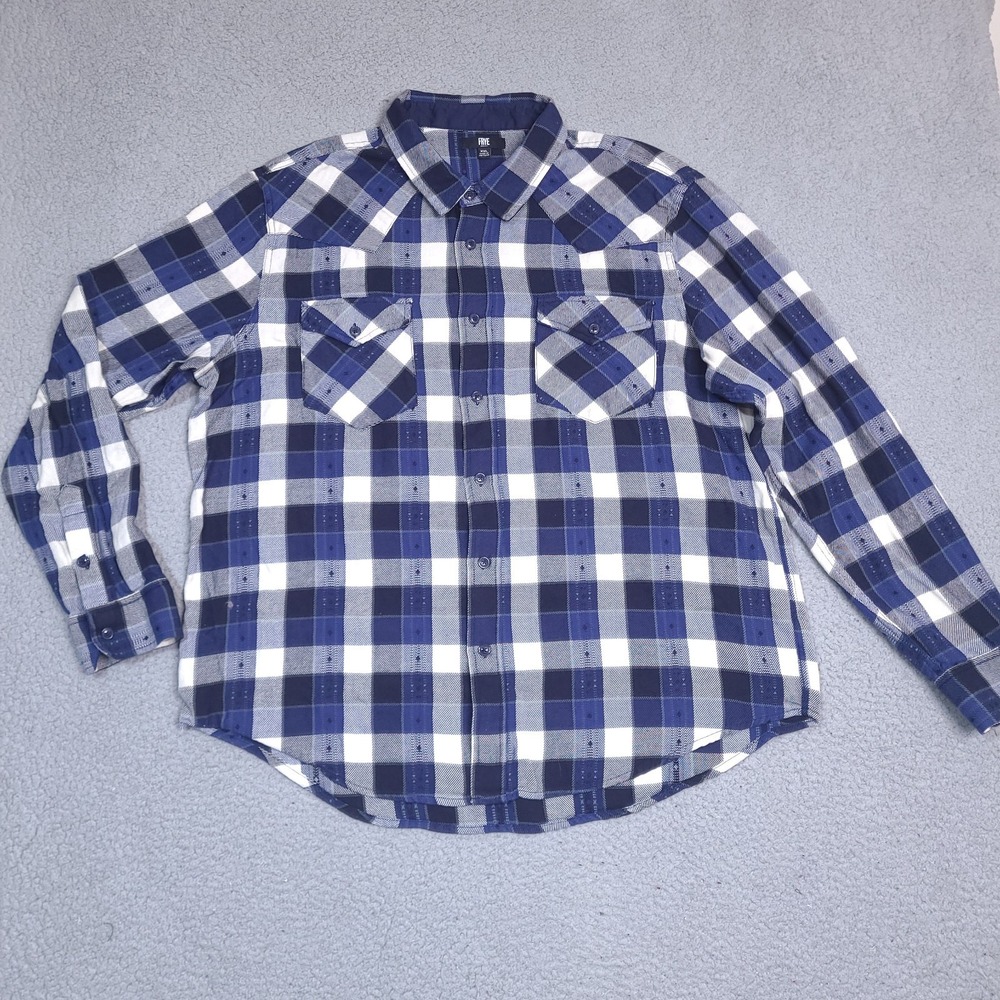 Frye Flannel Shirt Mens XXL Blue Plaid Button Down Long Sleeve Western Casual